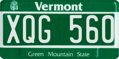 VT license plate XQG560