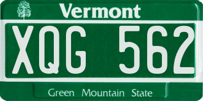 VT license plate XQG562