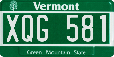 VT license plate XQG581