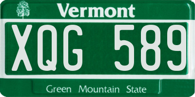 VT license plate XQG589