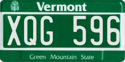 VT license plate XQG596