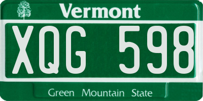 VT license plate XQG598