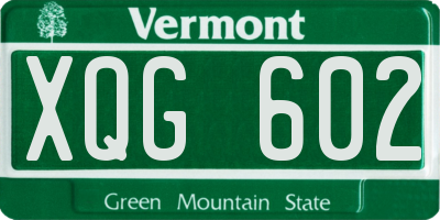 VT license plate XQG602