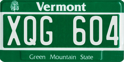 VT license plate XQG604