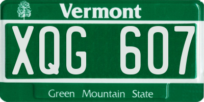 VT license plate XQG607