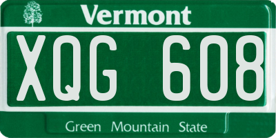 VT license plate XQG608
