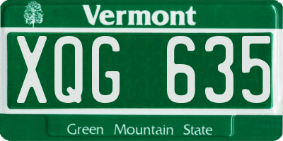 VT license plate XQG635