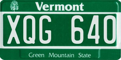 VT license plate XQG640