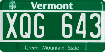 VT license plate XQG643
