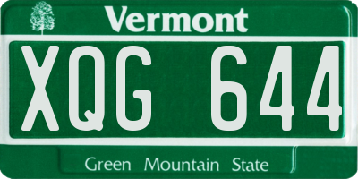 VT license plate XQG644