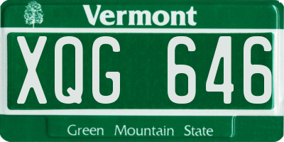 VT license plate XQG646