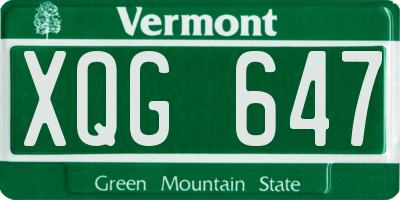 VT license plate XQG647