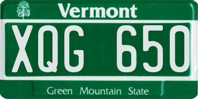 VT license plate XQG650