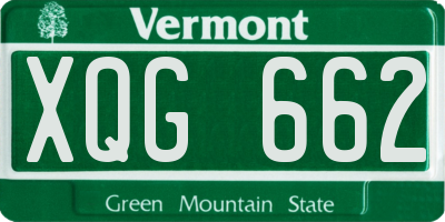 VT license plate XQG662