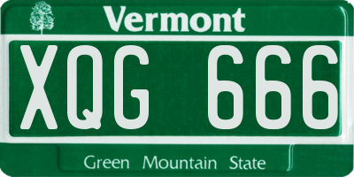 VT license plate XQG666