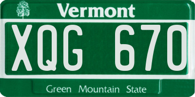 VT license plate XQG670