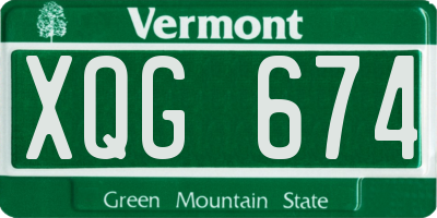 VT license plate XQG674