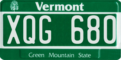 VT license plate XQG680