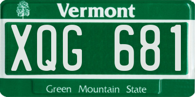 VT license plate XQG681