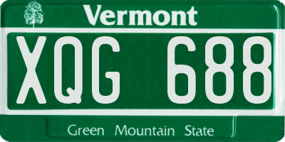 VT license plate XQG688