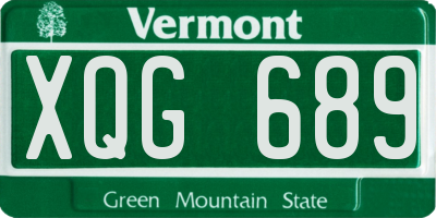 VT license plate XQG689