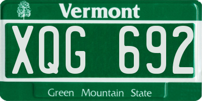 VT license plate XQG692