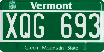 VT license plate XQG693