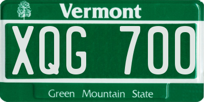 VT license plate XQG700