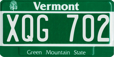 VT license plate XQG702