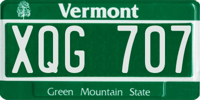 VT license plate XQG707