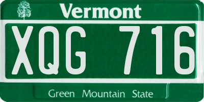 VT license plate XQG716