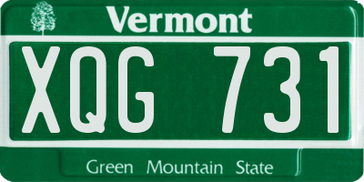 VT license plate XQG731
