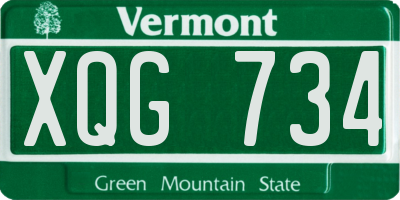 VT license plate XQG734