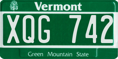 VT license plate XQG742