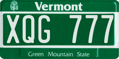 VT license plate XQG777