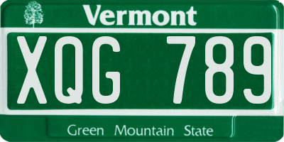 VT license plate XQG789