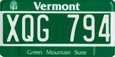 VT license plate XQG794