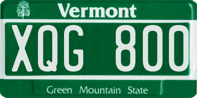 VT license plate XQG800