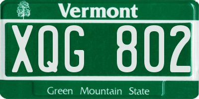 VT license plate XQG802
