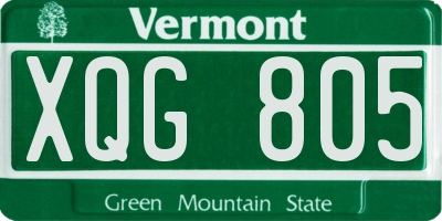 VT license plate XQG805