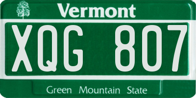 VT license plate XQG807
