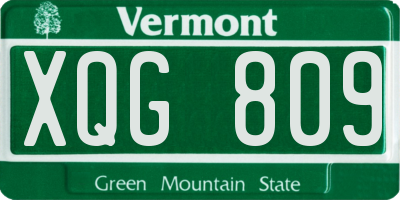 VT license plate XQG809