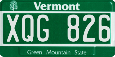 VT license plate XQG826