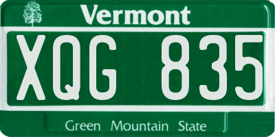 VT license plate XQG835