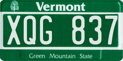 VT license plate XQG837