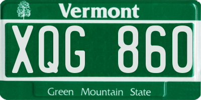 VT license plate XQG860