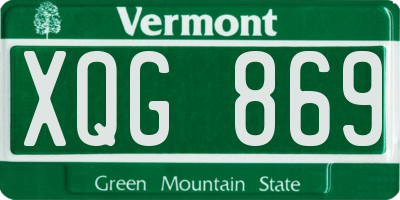 VT license plate XQG869