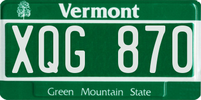 VT license plate XQG870