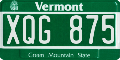 VT license plate XQG875