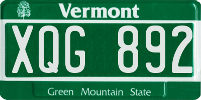 VT license plate XQG892